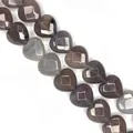 Polished heart-shaped grey agate loose beads with natural white patterns for DIY jewelry - 15x15x8mm (Approx. 14 Beads) / Grey Agate