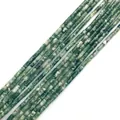 Green and white cylindrical natural jade tube beads for DIY jewelry making - Green Spotted Style