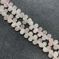 Faceted rose quartz teardrop beads with horizontal holes for DIY jewelry making - 6x9mm / Rose Quartz