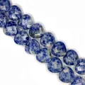 Polished sodalite stone heart-shaped loose bead with natural blue and white textures - 15x15x8mm (Approx. 14 Beads) / Blue Spot Stone