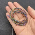 Irregular natural stone beads with rainbow metallic plating for DIY jewelry making - Aurora AB