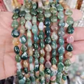 Polished teardrop moss agate beads in green and reddish-brown for DIY jewelry - Moss Agate (No. 3)