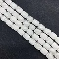 Rectangular faceted white howlite stone beads with grey marble texture for DIY jewelry - 8x11x15mm / Howlite