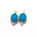 Faceted oval lake blue stone connector with double gold loops for DIY jewelry making - Lake Blue (No. 3)