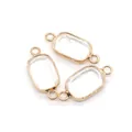 Golden rectangular faceted glass stone double loop connectors for DIY jewelry making - Rectangular Double Loop Connector / White Crystal