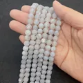 Natural gray weathered agate beads with white crackle texture for DIY jewelry making - Size 16