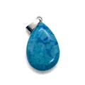 Blue teardrop stone pendant with natural veining and silver metal bail for DIY jewelry - Blue Mottled Pattern Style (3)