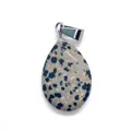 Polished water drop dalmatian stone pendant with silver clasp for DIY jewelry - Dalmatian Jasper