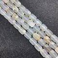 Translucent white faceted barrel-shaped natural stone beads for DIY jewelry making - 8x11x15mm / Agate
