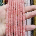 Pink translucent round flat stone beads for DIY jewelry making and necklaces - Small Round Plate Style / Watermelon Quartz
