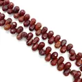Faceted dark red garnet teardrop beads with horizontal holes for DIY jewelry making - 6x9mm / Rainbow Stone