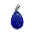 Deep blue teardrop stone pendant with silver metal bail on a minimalist white background - Deep Blue Style (5)