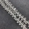 Faceted pear-shaped clear quartz beads on string for DIY jewelry making accessories - 6x9mm / Transparent Crystal
