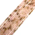 Cylindrical pink crystal and brown tiger eye stone tube beads for DIY jewelry - Rose Quartz & Tiger's Eye Style (No. 20)