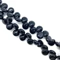 Gepolijste zwarte edelsteen kralen in platte druppelvorm voor DIY sieraden - 10x12mm / Zwarte agaat