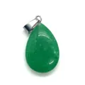 Malachite green teardrop gemstone pendant with polished silver clasp for jewelry DIY - Green Jade