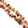 Faceted teardrop natural agate beads in warm amber and carnelian red for DIY jewelry - 6x9mm / Red Agate