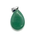 Green teardrop semi-precious stone pendant with silver clasp for DIY jewelry - Green Aventurine