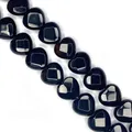 Polished black heart-shaped gemstone beads for DIY jewelry and necklace crafting - 15x15x8mm (Approx. 14 Beads) / Black Agate