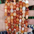 Teardrop red carnelian beads with natural silk texture for DIY jewelry making - Red Agate