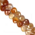 Heart-shaped carnelian agate beads with natural orange and red mineral patterns - 15x15x8mm (Approx. 14 Beads) / Red Agate