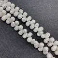 Teardrop white howlite stone beads with grey veining for DIY jewelry making - 6x9mm / Howlite