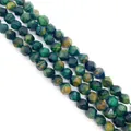 Faceted 8mm natural tiger eye stone beads in mixed green, blue and gold for DIY jewelry - 8mm / Blue-Green Mixed Color Style (No. 3)