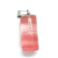 Pink cylinder semi-precious stone pendant with silver metal bail for DIY jewelry - Pink Watermelon Crystal