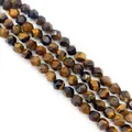 Perle sfaccettate in occhio di tigre naturale 8mm con riflessi dorati su fondo bianco - 8mm / Stile Marrone Misto (N. 6)