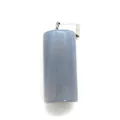 Light blue cylindrical gemstone pendant with a polished silver metal bail attachment - Grey Agate
