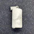 White marble cylinder pendant with silver metal bail and natural grey veining - White with Gray Veins (White Turquoise)