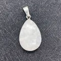 Water-drop shaped white opal pendant with silver metal clasp for DIY jewelry - White Crystal