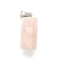 Polished rose quartz rectangular pillar pendant with a silver metallic clasp for jewelry - Translucent Rose Quartz