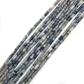 Cylindrical natural stone tube beads in creamy white with grey veining for DIY jewelry - Black Network Style