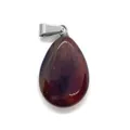 Teardrop-shaped red agate stone pendant with silver metal bail for DIY jewelry - Red Agate