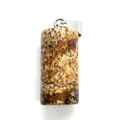 Natural picture jasper stone cylinder pendant with silver bail for DIY jewelry - Natural Brown Yellow Picture Jasper