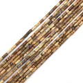 Cylindrical jasper tube beads in natural brown and beige earthy tones for DIY jewelry - Picture Jasper Style