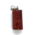 Rectangular red goldstone pendant with sparkling golden particles and silver clasp - Glittering Red Goldstone