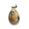 Waterdrop-shaped natural agate pendant with earthy brown and grey mineral textures - Crazy Agate