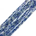 Blue sodalite stone cylindrical tube beads for DIY jewelry making and necklaces - White Dot Blue Style
