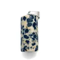 Cylindrical dalmatian jasper stone pendant with silver clasp and black spots texture - Black Spotted Dalmatian Jasper