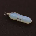 Handgemaakte zilveren draadgewikkelde zeshoekige opaliet hanger in boho-stijl - Opalite Met Zilverdraad