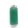 Polished green aventurine cylindrical stone pendant with a silver metallic bail - Emerald Green Pattern Green Aventurine