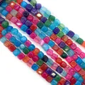 Dragon veins agate 8mm cube beads with colorful crackle texture for DIY jewelry - Colorful