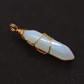 Zeshoekige opaal stenen hanger met gouden draadwikkel voor handgemaakte sieraden - Opalite Met Gouddraad