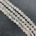 Facettierte hexagonale Rosenquarz-Edelsteinperlen für DIY-Schmuck und Bastelprojekte - 8x8x5mm Ca. 26 Perlen / Weiß Kristall