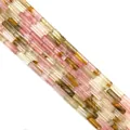 Multi-colored cylindrical natural stone tube beads for DIY necklace jewelry - 4x13mm / Watermelon Stone Style