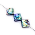 Square natural abalone shell beads with iridescent blue and green pearlescent luster - Diagonal Shape