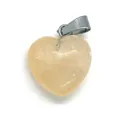 Yellow tiger eye stone heart pendant with a silver clasp for DIY necklace making - 16x18mm / Topaz