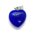 Blue heart-shaped natural stone pendant with shimmering silver speckles and silver clasp - 16x18mm / Dyed White Stone